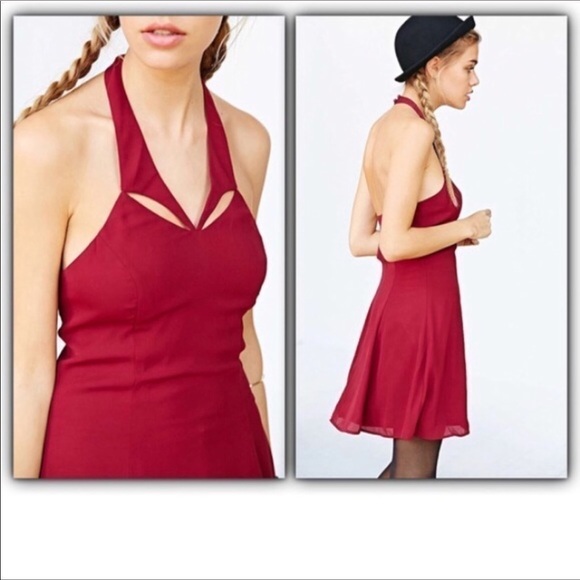 uo Kimchi Blue chiffon cutout Halter Dress Jr size L - Picture 2 of 7